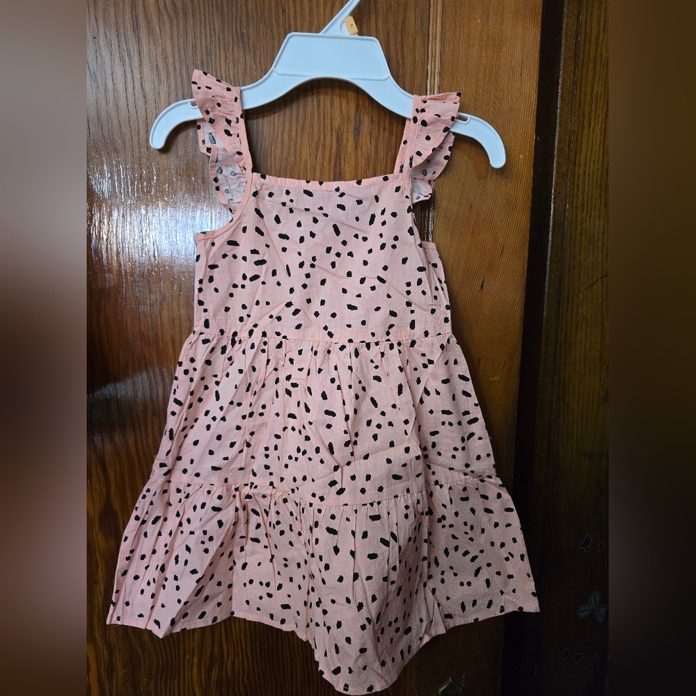 Girls Primark Pink & Black Spot Dress Size 4-5